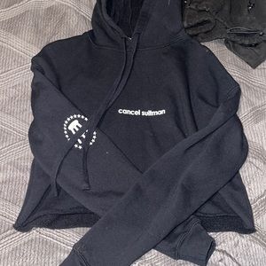 Cancel Suitman Cropped Hoodie